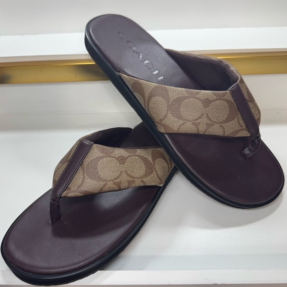 Coach Men’s Signature Canvas Flip Flop Sandals Size 10D G4921 New No Box/Tags - Picture 14 of 14